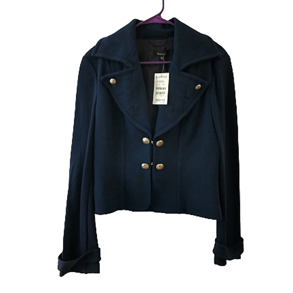NWT Bebe Navy Captain's Jacket Large